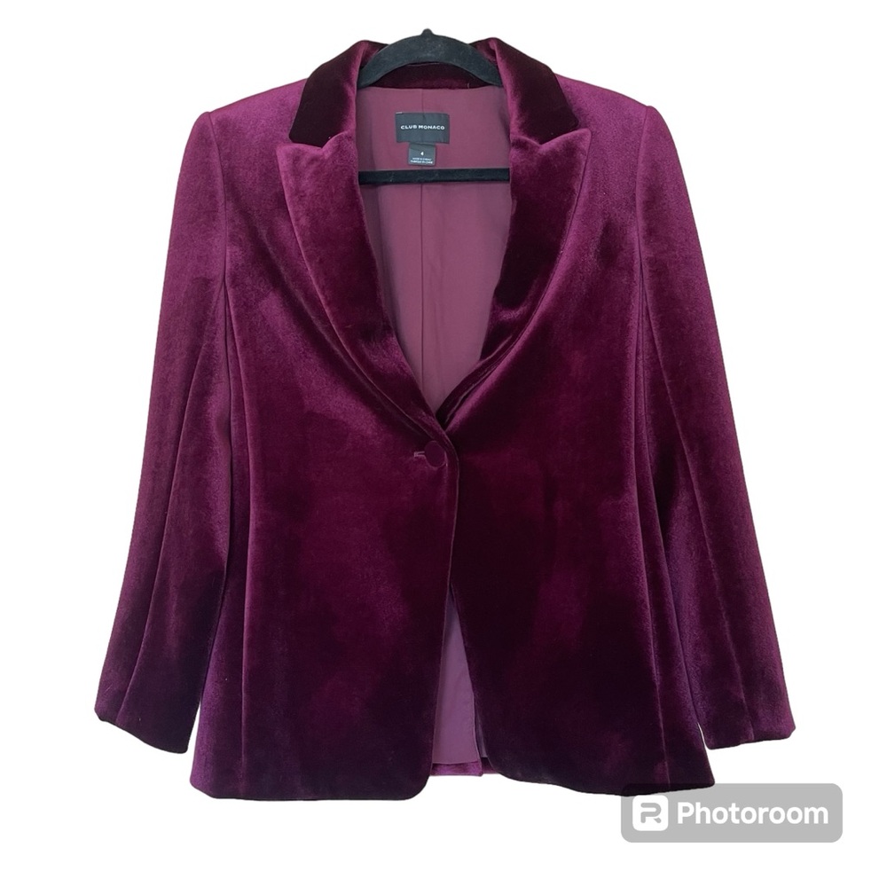 Club Monaco Velvet Blazer in Rich Burgundy